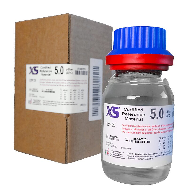 XS Professional EC 5.0 µS/cm /25C, 280ml glass bottle Calibration Solution