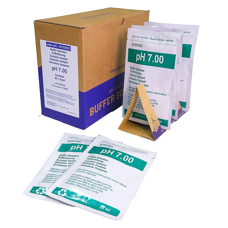1x20 Sachets 25ml pH 7.00±0.02/25°C (green), with certificate of analysis