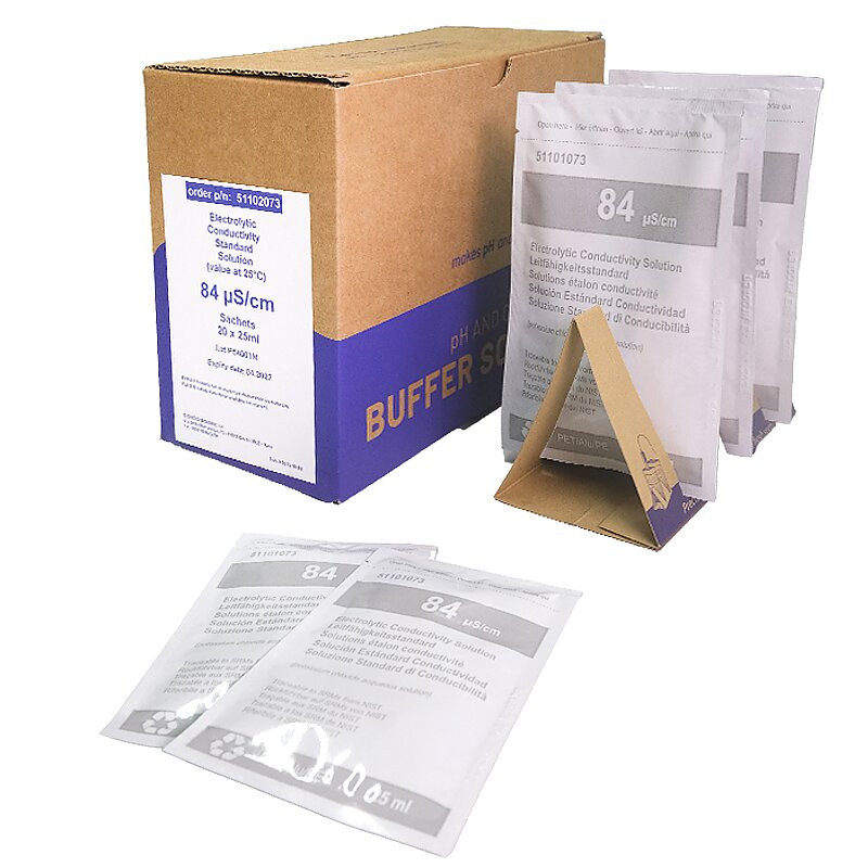 1x20 Sachets 25ml EC 84 µS/cm ±1%/25°C, with certificate of analysis