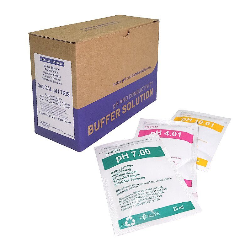 CAL pH TRIS set 1x20 Sachets 25ml (7x pH 4.01/7.00 + 6x pH 10.01)
