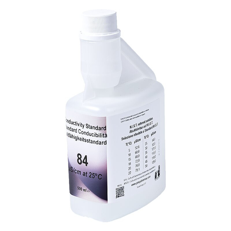 XS Basic EC 84 µS/cm /25°C, 500 ml bottle autocal Verification Solution