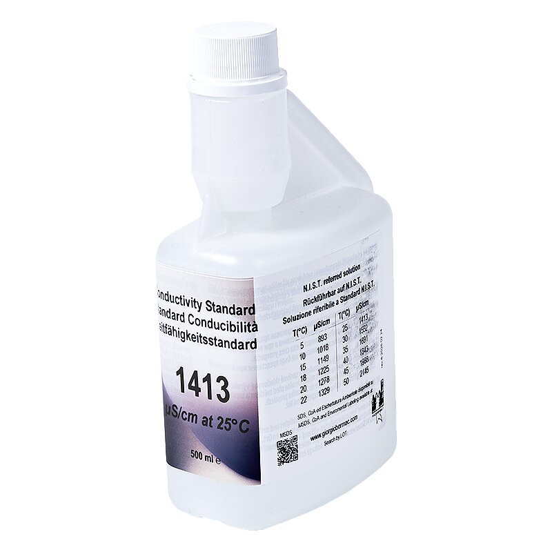 XS Basic EC 1413 µS/cm /25°C, 500 ml bottle autocal Verification Solution